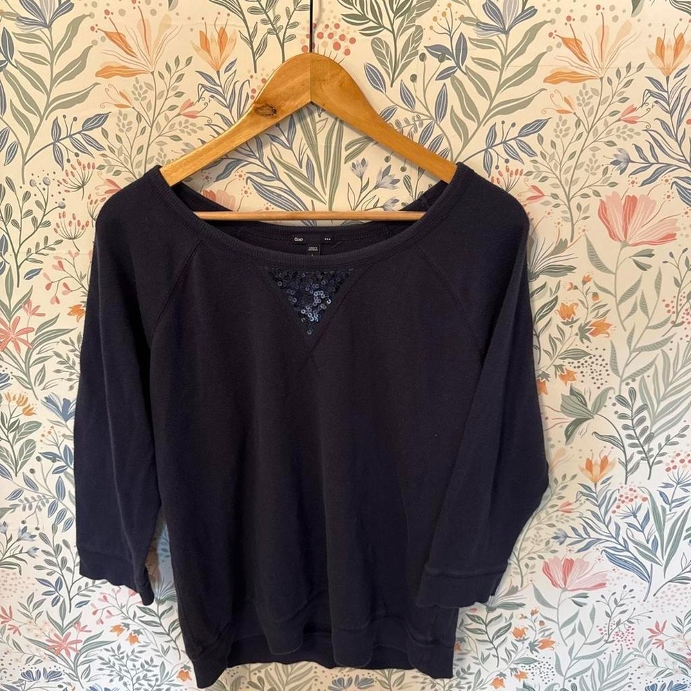 Gap Navy Blue Sequin Detail Sweatshirt